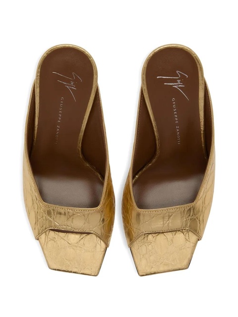 Giuseppe Zanotti 105mm Mya crocodile-print square-toe sandals - Gold - zdjęcie produktu nr 2