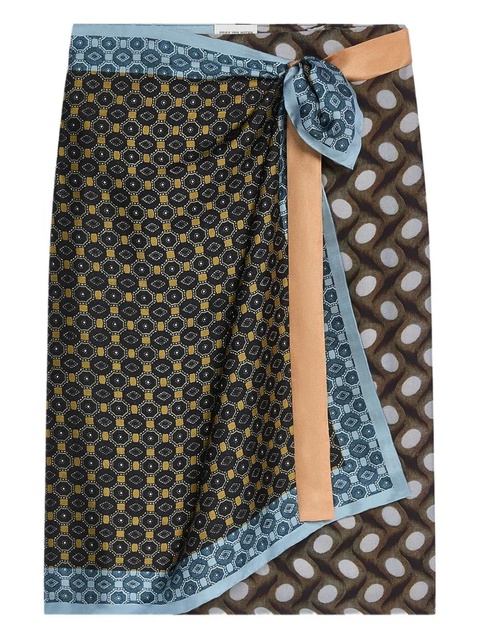 DRIES VAN NOTEN patterned-silk skirt - Black - zdjęcie produktu nr 1