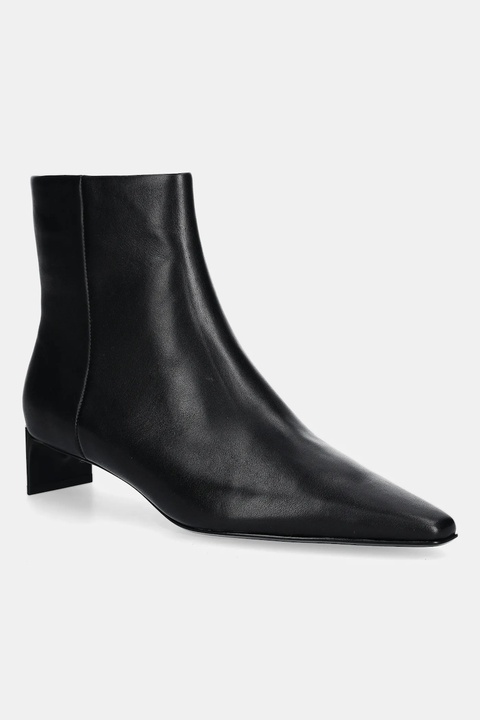 Calvin Klein botki skórzane SET BACK KITTEN HEEL ANKLE BOOT kolor czarny na słupku HW0HW02811 - zdjęcie produktu nr 1