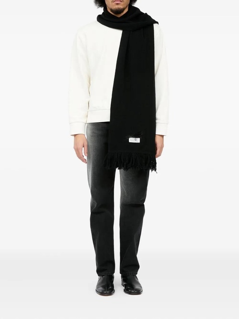 MM6 Maison Margiela ribbed fringed scarf - Black - zdjęcie produktu nr 2