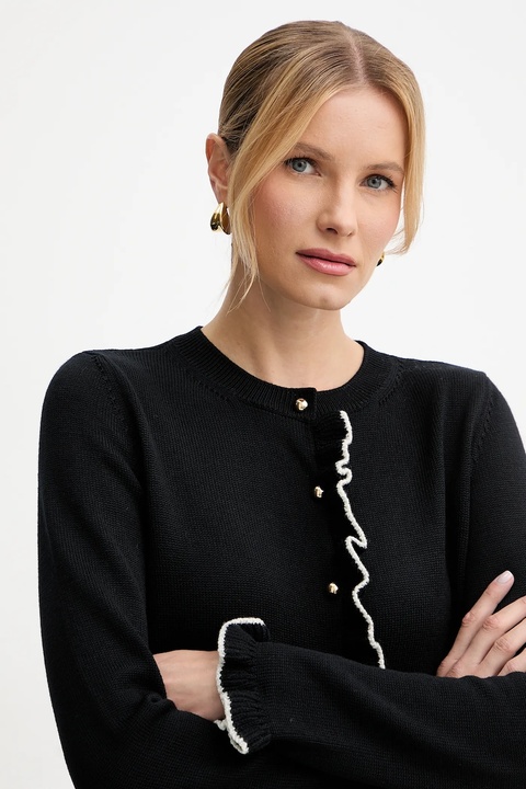 Luisa Spagnoli kardigan wełniany damski kolor czarny lekki 100212 - zdjęcie produktu nr 1