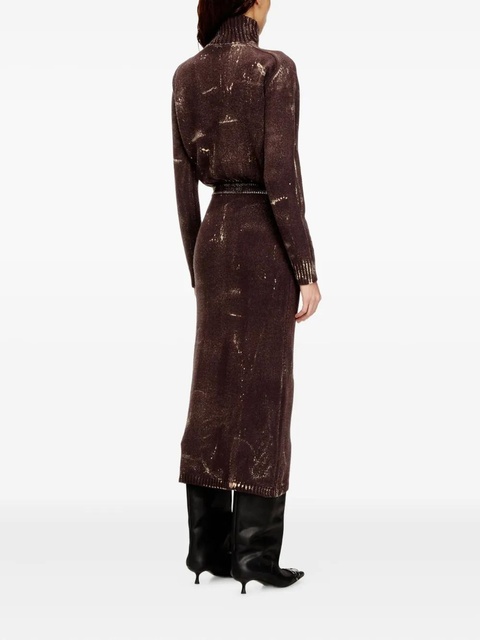 Diesel M-MARCELLE zipped turtleneck midi dress - Brown - zdjęcie produktu nr 1