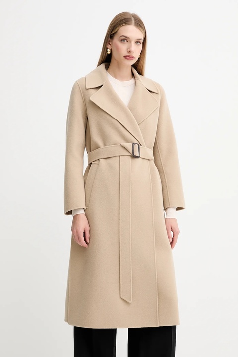 Weekend Max Mara płaszcz wełniany MANU kolor beżowy 2525016021600 - zdjęcie produktu nr 1