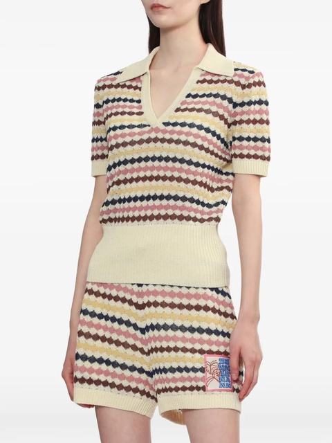ZIMMERMANN ZIM AWAKEN SCALLOP KNIT POLO MULTI STRIPE - Neutrals - zdjęcie produktu nr 2