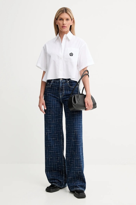 Kenzo koszula bawełniana damska kolor biały relaxed z kołnierzykiem klasycznym FF62CH2469LH - zdjęcie produktu nr 2