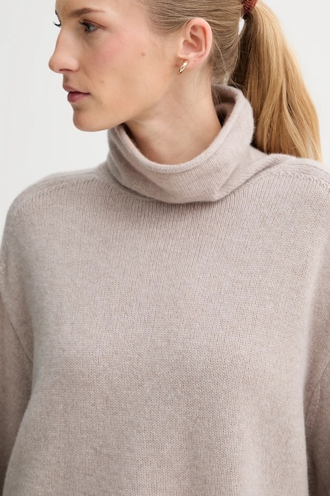 Marc O'Polo sweter z dodatkiem wełny kolor beżowy z golfem 510609060267 - zdjęcie produktu nr 2
