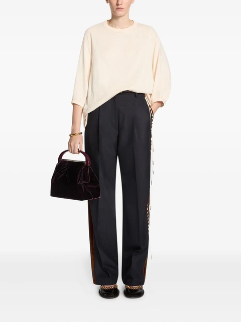 DRIES VAN NOTEN velvet-trim trousers - Blue - zdjęcie produktu nr 2