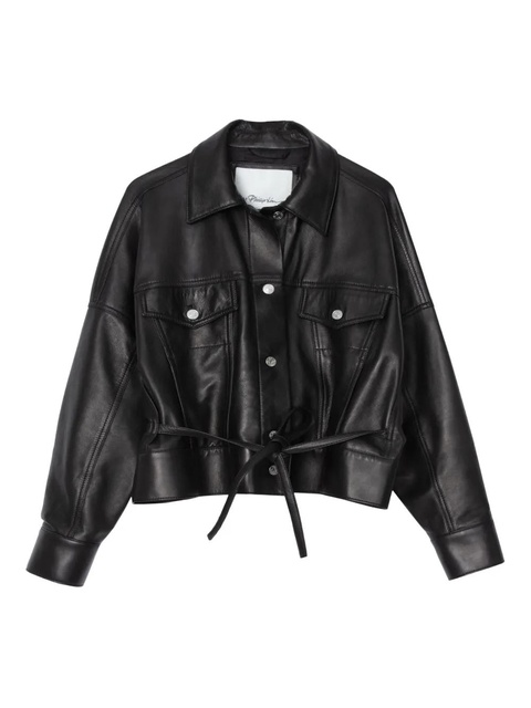 3.1 Phillip Lim belted leather shirt jacket - Black - zdjęcie produktu nr 1