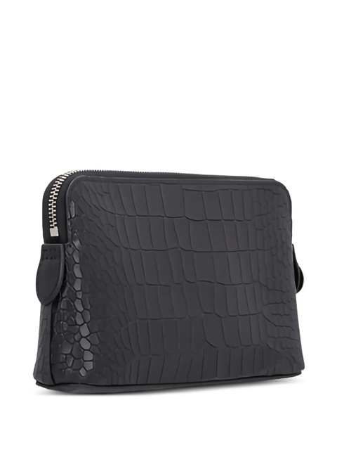 Longchamp crocodile-embossed zip clutch bag - Black - zdjęcie produktu nr 1