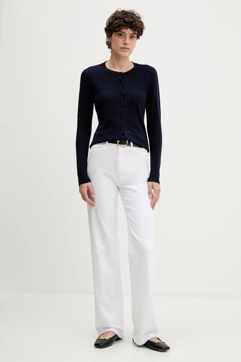 Sisley kardigan z domieszką wełny kolor granatowy lekki 102HM5237 - zdjęcie produktu nr 2