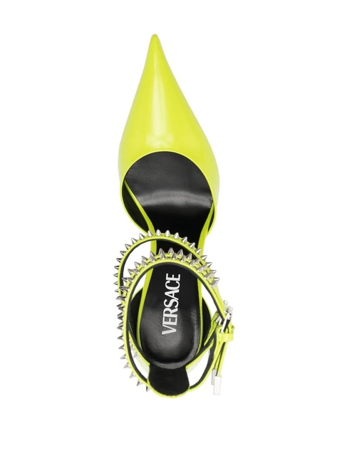 Versace 110mm studded leather pumps - Yellow - zdjęcie produktu nr 2