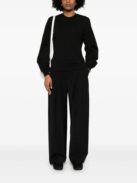 Moncler pleated-sleeve cotton T-Shirt - Black - zdjęcie produktu nr 2