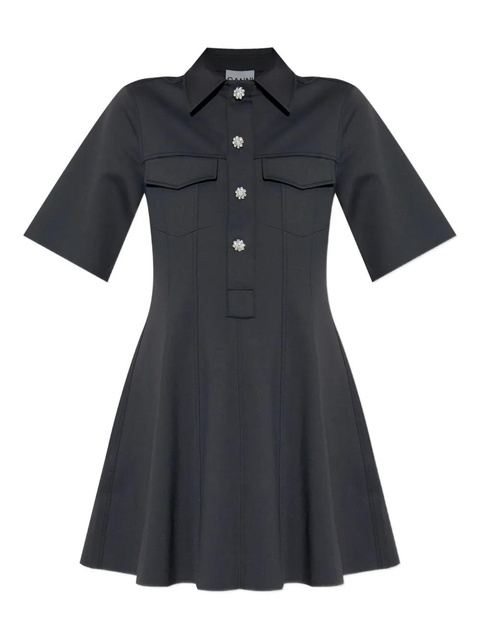 GANNI embellished short-sleeved mini day dress - Black - zdjęcie produktu nr 1