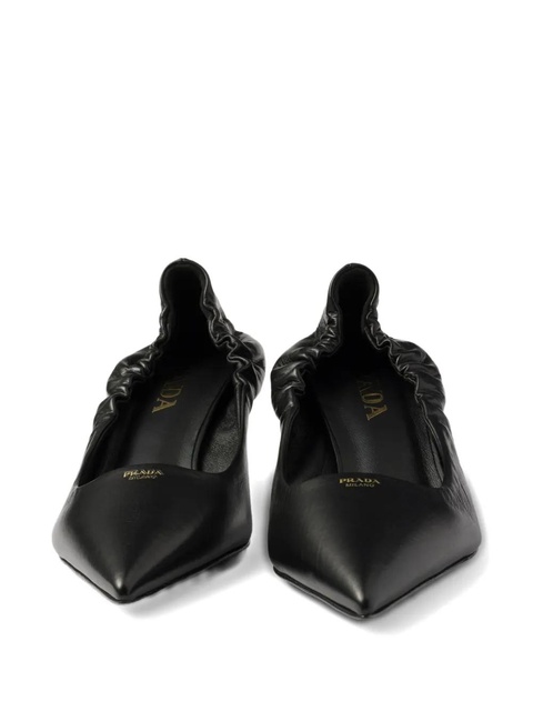 Prada 55mm ruched-effect pointed-toe leather pumps - Black - zdjęcie produktu nr 1