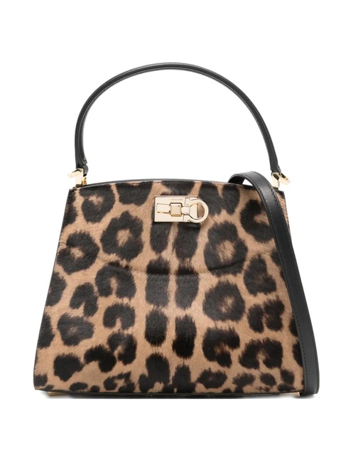 Ferragamo Studio Box leopard-print satchel bag - Neutrals - zdjęcie produktu nr 1