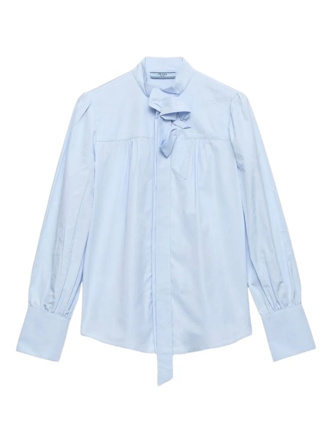 Prada bow-collar cotton shirt - Blue - zdjęcie produktu nr 1