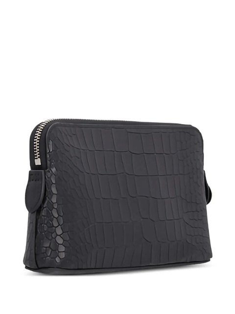 Longchamp crocodile-embossed zip clutch bag - Black - zdjęcie produktu nr 2