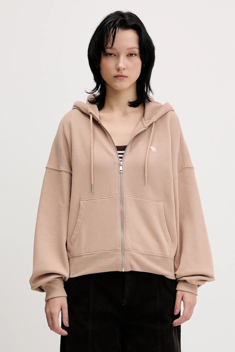 Abercrombie & Fitch bluza damska kolor beżowy z kapturem gładka KI152-5417-420 - zdjęcie produktu nr 2