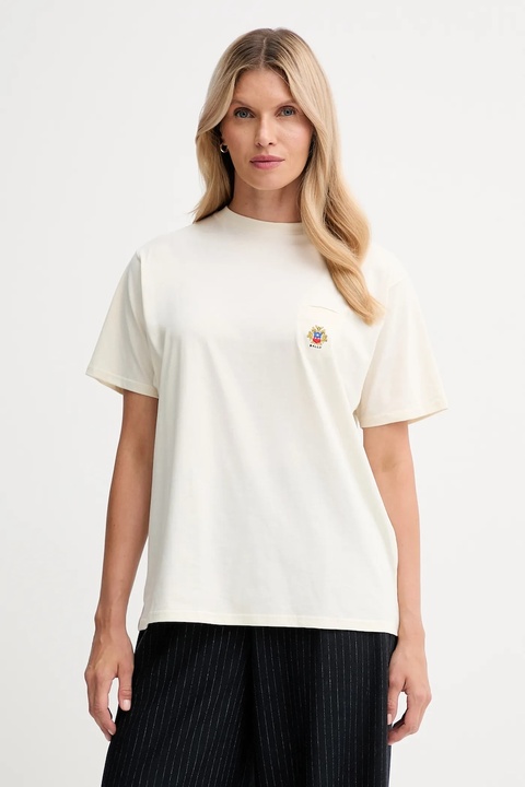Bally t-shirt bawełniany damski kolor beżowy WJE07E - zdjęcie produktu nr 1
