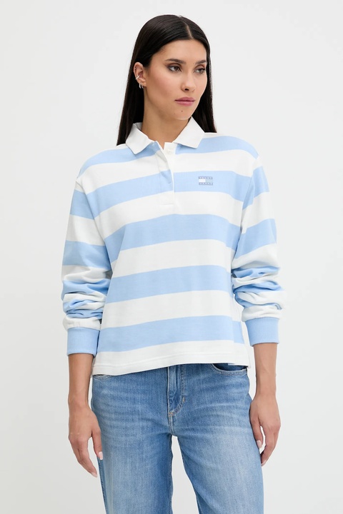 Tommy Jeans bluza bawełniana damska kolor niebieski wzorzysta DW0DW20948 - zdjęcie produktu nr 1