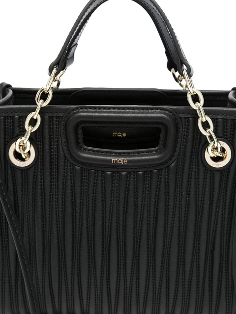 Maje mini quilted leather tote bag - Black - zdjęcie produktu nr 2