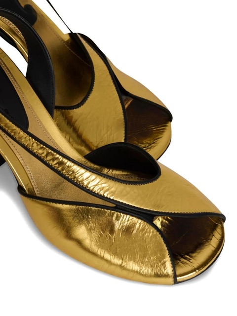 ETRO 90mm cracked-effect ankle strap heeled sandals - Gold - zdjęcie produktu nr 2
