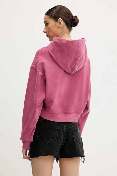Tommy Jeans bluza bawełniana damska kolor różowy z kapturem z aplikacją DW0DW20311 - zdjęcie produktu nr 2