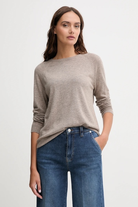 United Colors of Benetton sweter z domieszką wełny damski kolor brązowy 1035D1P17 - zdjęcie produktu nr 1