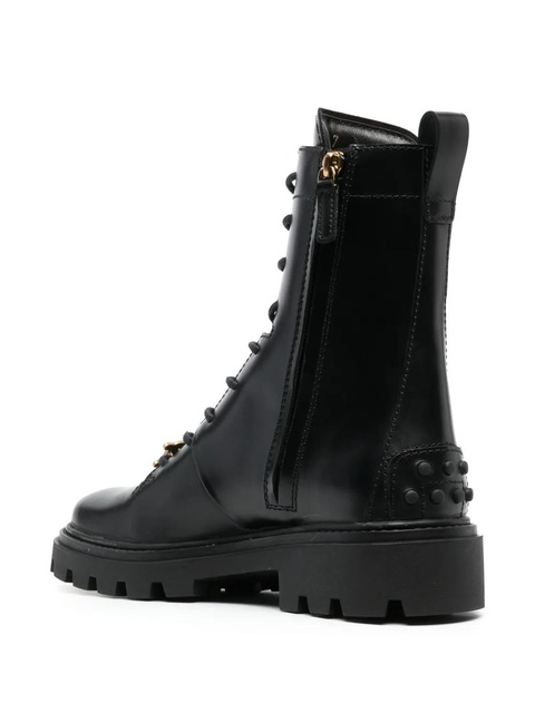 Tod's logo-plaque leather boots - Black - zdjęcie produktu nr 2