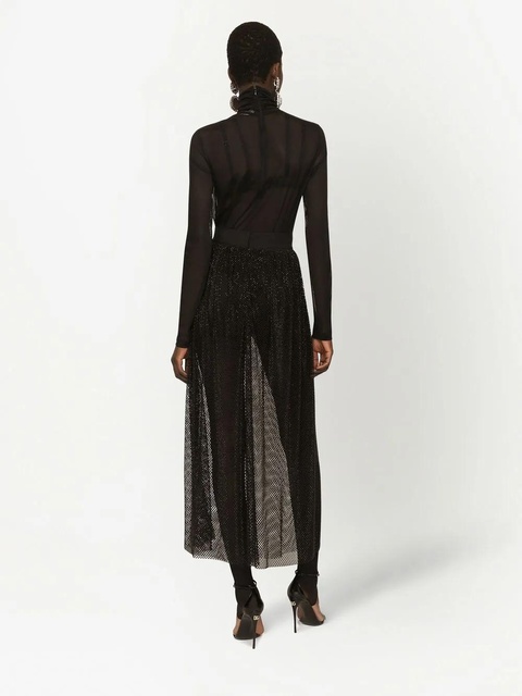 Dolce & Gabbana rhinestone-embellished mesh maxi skirt - Black - zdjęcie produktu nr 2