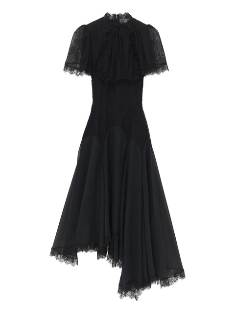 Alexander McQueen lace ruffled midi dress - Black - zdjęcie produktu nr 1