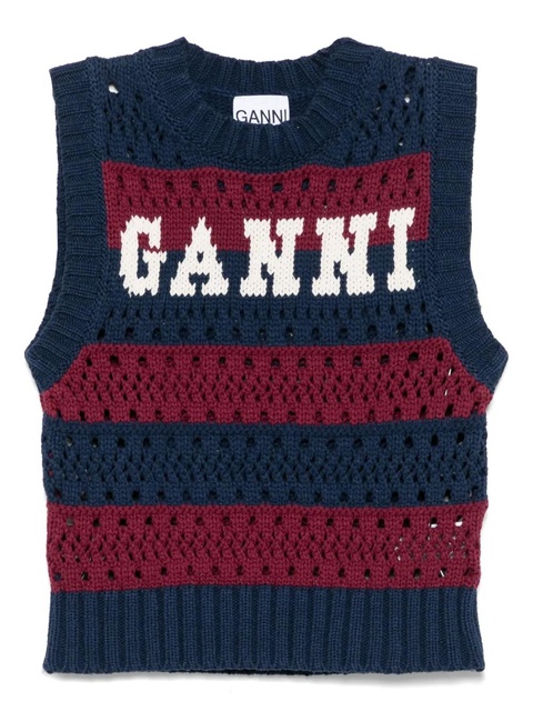 GANNI recycled cotton-blend top - Blue - zdjęcie produktu nr 1