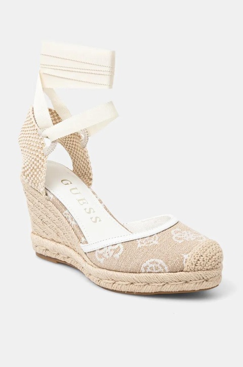 Guess espadryle CYRENA kolor beżowy na koturnie FLJCYR FAB04 - zdjęcie produktu nr 1