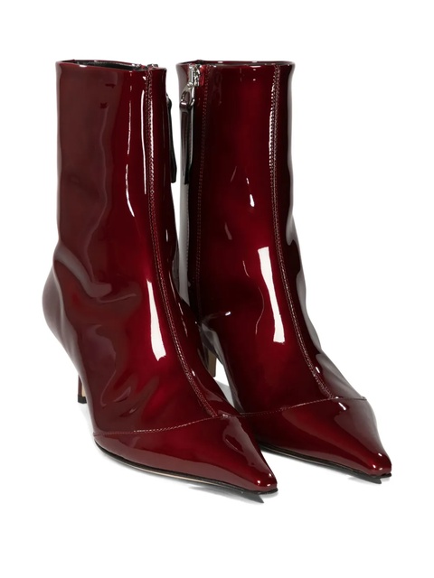 Aeyde 55mm Roe patent-leather pointed-toe ankle boots - Red - zdjęcie produktu nr 2
