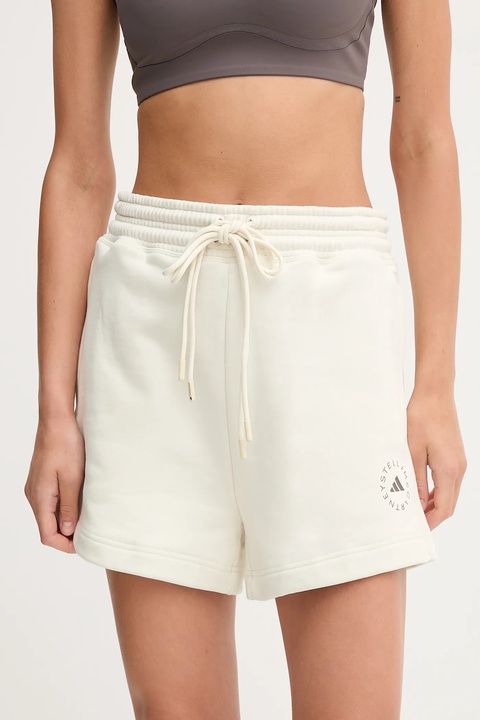 adidas by Stella McCartney szorty treningowe damskie kolor beżowy gładkie high waist JX6786 - zdjęcie produktu nr 1
