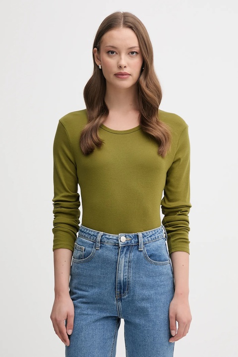 United Colors of Benetton longsleeve bawełniany kolor zielony 3GA2E16F9 - zdjęcie produktu nr 1