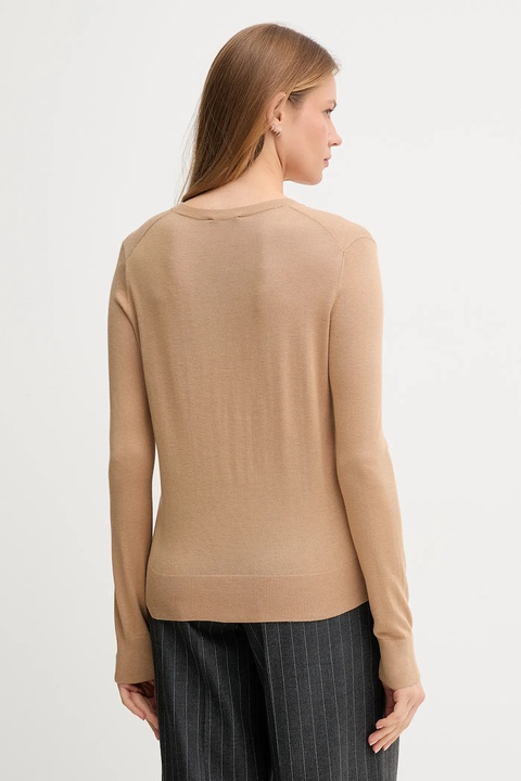 United Colors of Benetton sweter z dodatkiem jedwabiu kolor beżowy lekki 1ZRED10CP - zdjęcie produktu nr 2