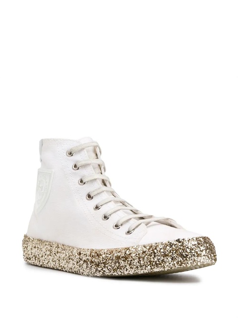 Saint Laurent Bedford glitter-embellished hi-top sneakers - Neutrals - zdjęcie produktu nr 2