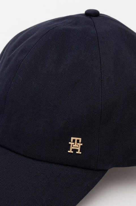 Tommy Hilfiger czapka z daszkiem bawełniana kolor granatowy gładka AW0AW17138 - zdjęcie produktu nr 2