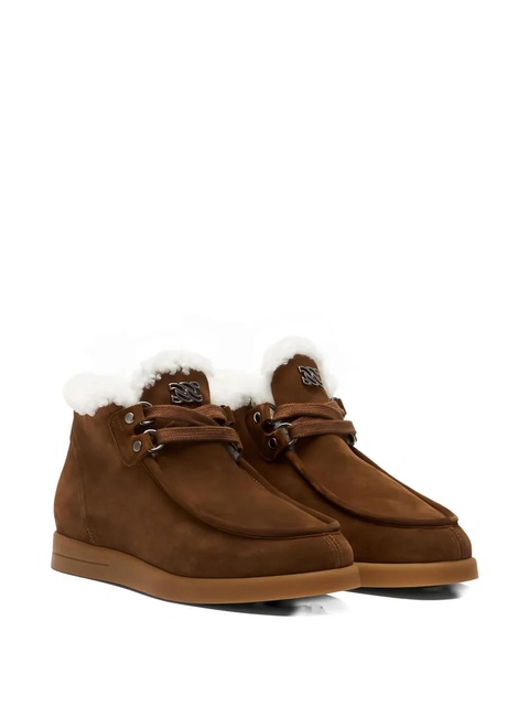 Casadei Dami Passage shearling-trim lace-up boots - Brown - zdjęcie produktu nr 1