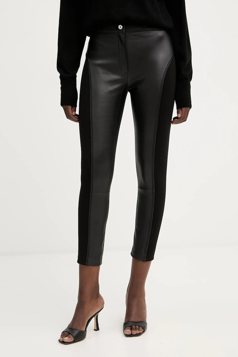 Pinko spodnie damskie kolor czarny dopasowane high waist 105366 Y75K - zdjęcie produktu nr 1
