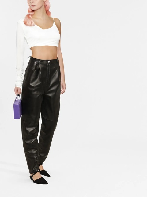 Magda Butrym high-waisted tapered leather trousers - Black - zdjęcie produktu nr 2