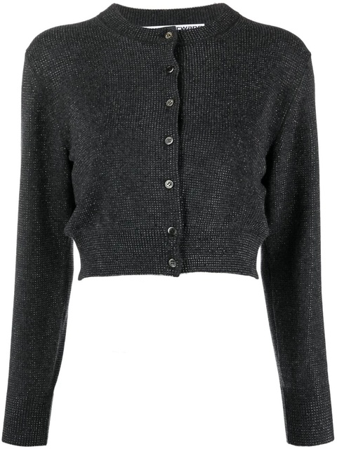 Alexander Wang high-shine cropped cardigan - Grey - zdjęcie produktu nr 1