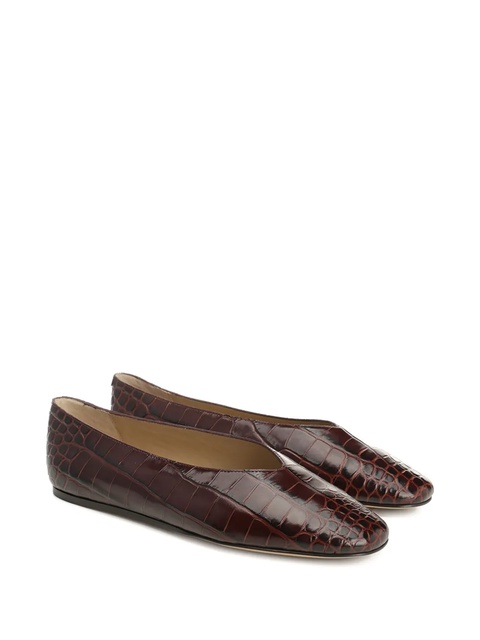 Le Monde Beryl Regency crocodile-effect pointed slippers - Brown - zdjęcie produktu nr 2