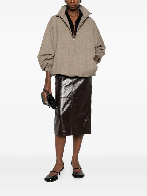 The Frankie Shop Taney crackled midi skirt - Brown - zdjęcie produktu nr 1
