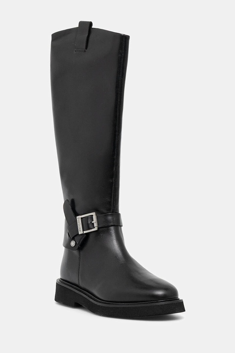 Barbour kozaki skórzane Theodora damskie kolor czarny na płaskim obcasie LFO0783BK91 - zdjęcie produktu nr 1