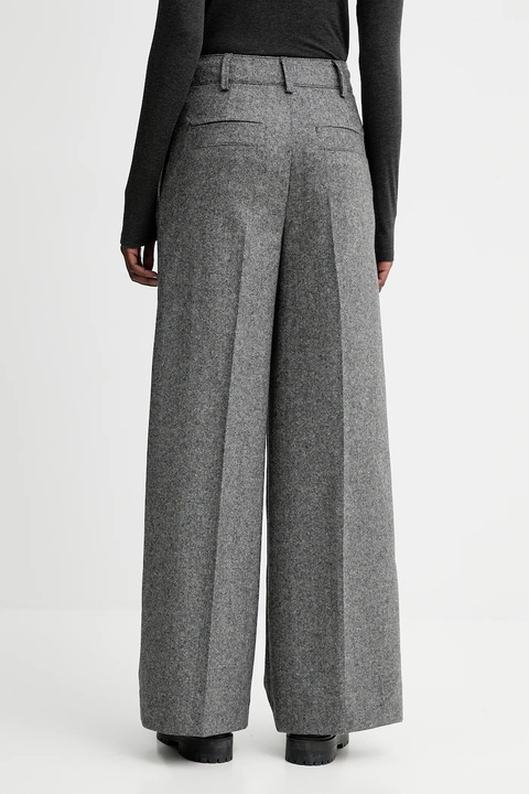 Marc O'Polo spodnie z dodatkiem wełny damskie kolor szary szerokie high waist 509015810149 - zdjęcie produktu nr 2