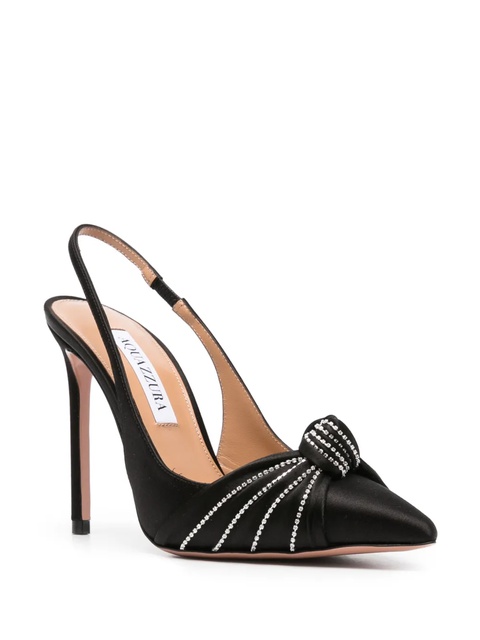 Aquazzura Atelier 105 satin-finish pumps - Black - zdjęcie produktu nr 2