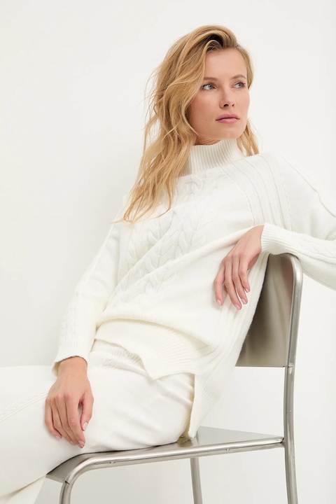 Answear.LAB sweter z kaszmirem damski kolor beżowy z półgolfem - zdjęcie produktu nr 1