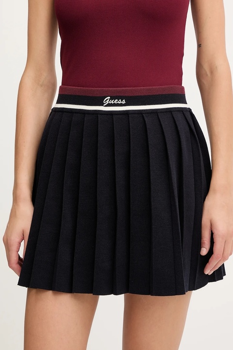 Guess spódnica z wełną SABINA kolor granatowy mini rozkloszowana V5BD02 Z1152 - zdjęcie produktu nr 1